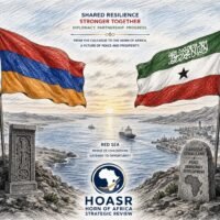 Flags of Armenia and Somaliland overlooking the Red Sea, symbolizing shared resilience, diplomacy and strategic partnership.