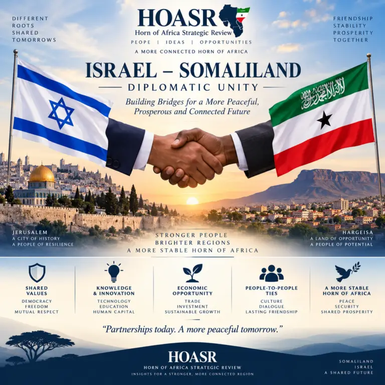 Israel and Somaliland flags symbolizing diplomatic unity and growing strategic relations between the two countries.