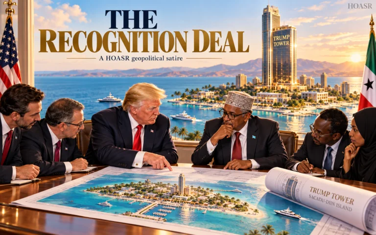HOASR infographic - a geopolitical satire on US-Somaliland Recognition Deal